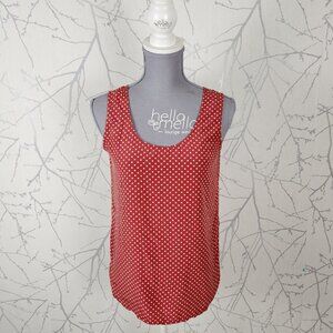 Pure Pinkerton Red Polkadot 100% Silk Scoop Neck Tank